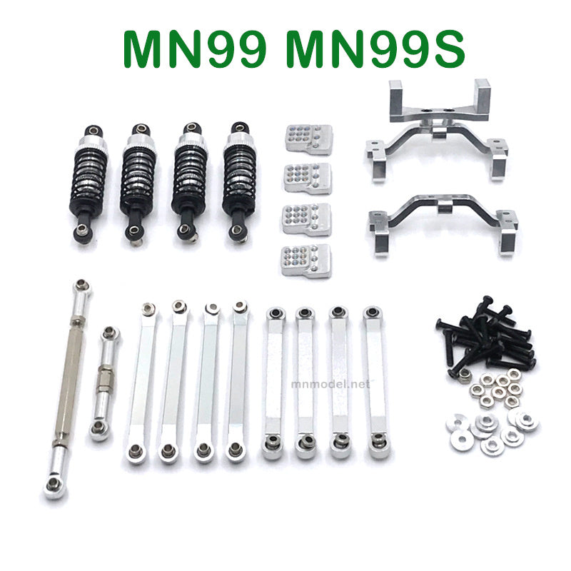 Upgrades Parts of MN MODEL MN99 MN99S RC Car Shock absorber and Connect Rod silver
