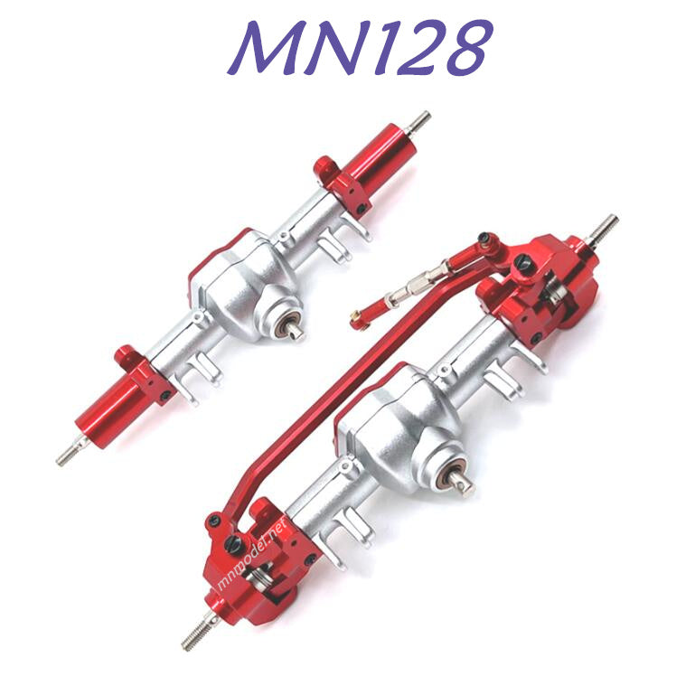 MN MODEL MN128 RC Car Upgrade part Metal Front and Rear Axle Assembly silver red
