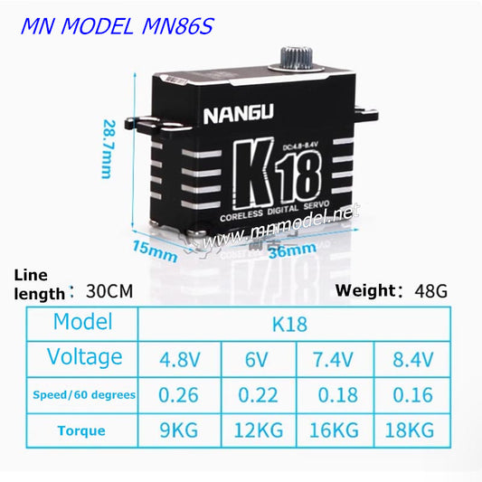 NANGU MN MODEL MN86S Parts 18KG Chaoyuewang 25g Full Metal Hollow Digital Servo-2