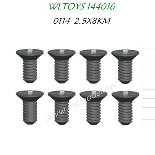 WLTOYS 144016 Parts 0114 Cross flat head screw 2.5X8KM