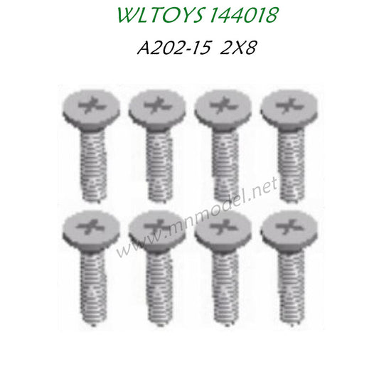 Wltoys 144018 Parts A202-15 Cross flat head screw 2X8KB