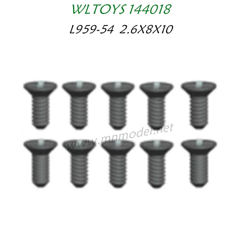 Wltoys 144018 Parts L959-54 Countersunk head tapping screw 2.6X8X10