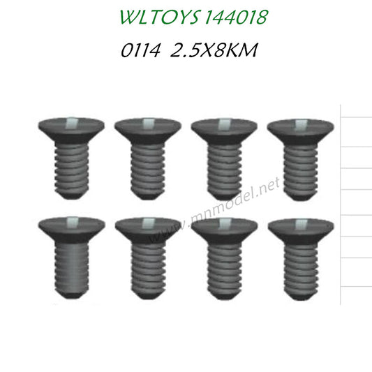 Wltoys 144018 Parts Cross flat head screw 2.5X8KM 0114